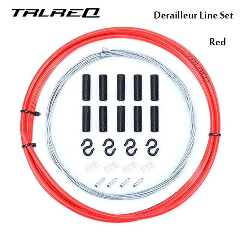 MTB велосипедная трубка тормозной магистрали наборы 5 мм горный тормоз для дорожного велосипеда кабель 4 мм переключения передач переключатель наборы Велоспорт Аксессуары ПВХ - Цвет: Derallieur Red