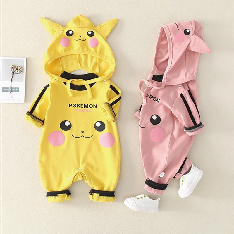 Ropa De Bebe Ninas Ninos Romper Bebe Recien Nacido Pokemon Ninos Pikachu Trajes Monos Con Bonitos Sombreros Ropa De Otono Infantil 0 12m Peleles Aliexpress