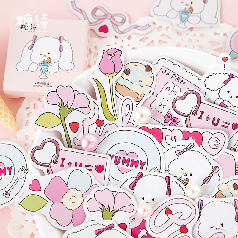 

45 Pcs/Box Cute cartoon pink animal mini decoration paper sticker decoration DIY album diary scrapbooking label sticker