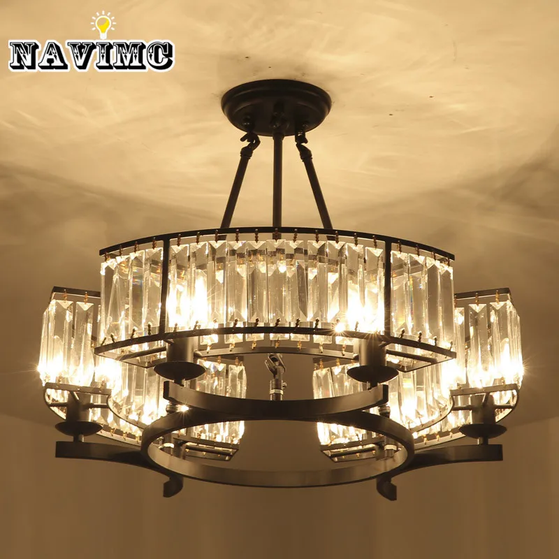 Винтажный стиль лофт хрустальный светильник бронзовая черная люстра лампа абажур лампы для гостиной E14 Светодиодная лампа
