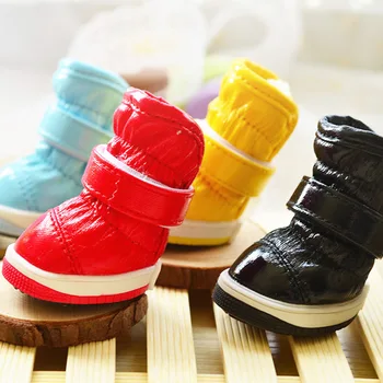 

Chihuahua Puppy Slip Snow Boots Winter Warm Pet Shoes Waterproof PU Leather Shoes For Small Dogs Pet Supplies 4pcs