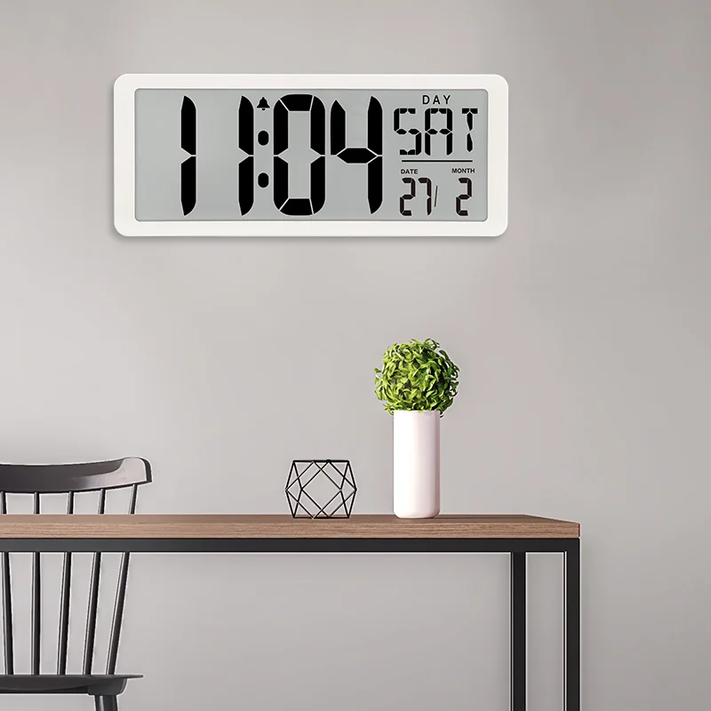 TXL, экстра большие цифровые настенные часы, Джамбо будильник, 13,8 дюймов, ЖК-дисплей, будильник, календарь, внутренняя температура, офисный Декор