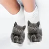 Chaussettes en coton pour hommes et femmes, chaussettes courtes, imprimées en 3D, avec chat au milieu, unisexe, douces, à la mode ► Photo 3/6