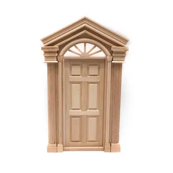 

1:12 Doll House Door Simulation DIY Luxury Unpainted Exterior Natural Wood Handmade Mini Living Room 6 Panel Miniature Furniture