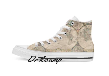 

Vintage Map of The World 1672 2 Custom Casual High Top lace-up Canvas shoes sneakers Drop shipping