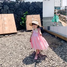 Ins Babe/платье для девочек с бантом и открытой спиной; платье принцессы с оборками; цвет розовый, зеленый; милая детская летняя новая одежда