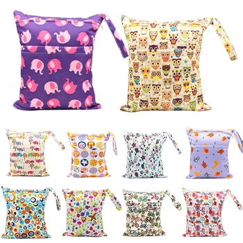 

1Pcs Cartoon Printed Baby Diaper Handbag with Zipper Flat Knitted Cloth Baby Nappy Bag Travel Stroller Carry Bags Baby Supplies