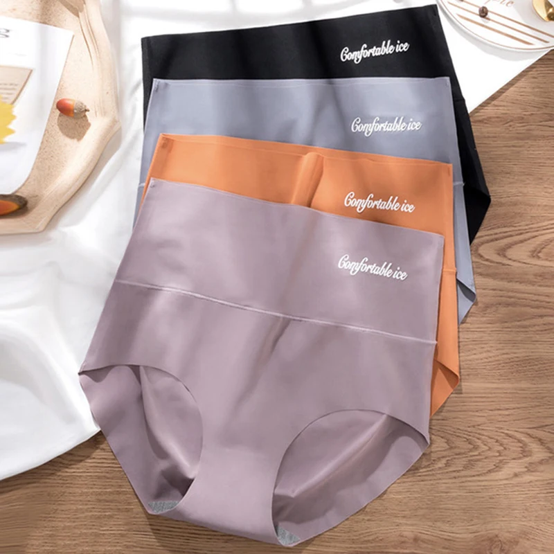 Women Panties High Waist Underwear Sexy Lingerie Ice Silk Briefs Seamless Underpants Body Shaper Knickers Briefs