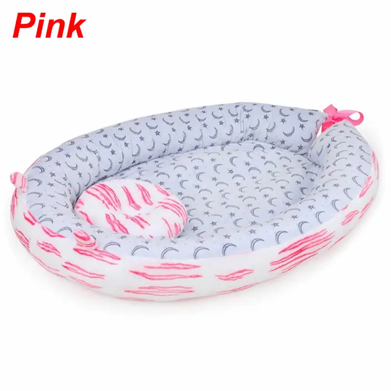 Переносная дышащая детская кровать со съемной кроваткой, хлопковый для новорожденных - Цвет: Розовый