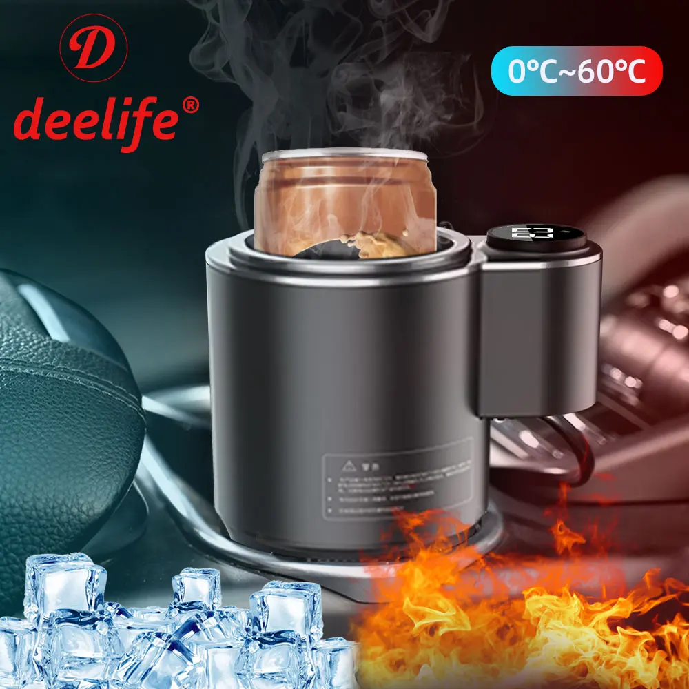 Deelife-자동차 히팅 쿨링 컵, 캔 음료 커피 워머 자동 음료 냉온수 머그잔