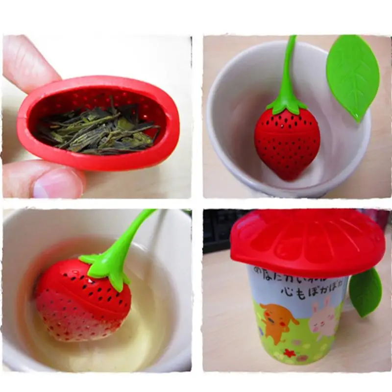 Новинка силиконовая форма для фруктов Mooie Aardbei tе Kruiden Leaf Zetgroep Zeef Voor looking Blad You In Theepot