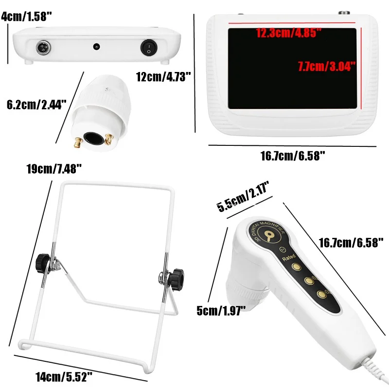 Skin Analyzer Electric Portable Facial Skin Detector Dermoscopy Tester For Diagnosis With 2 Lens