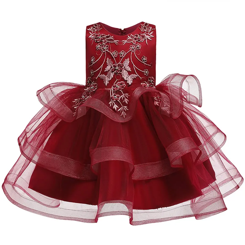 Вечерние платья для маленьких девочек; Летнее бальное платье без рукавов для маленьких девочек; свадебное платье-пачка с цветочным узором для девочек; детский кружевной костюм с аппликацией и бантом - Цвет: Party Dress L
