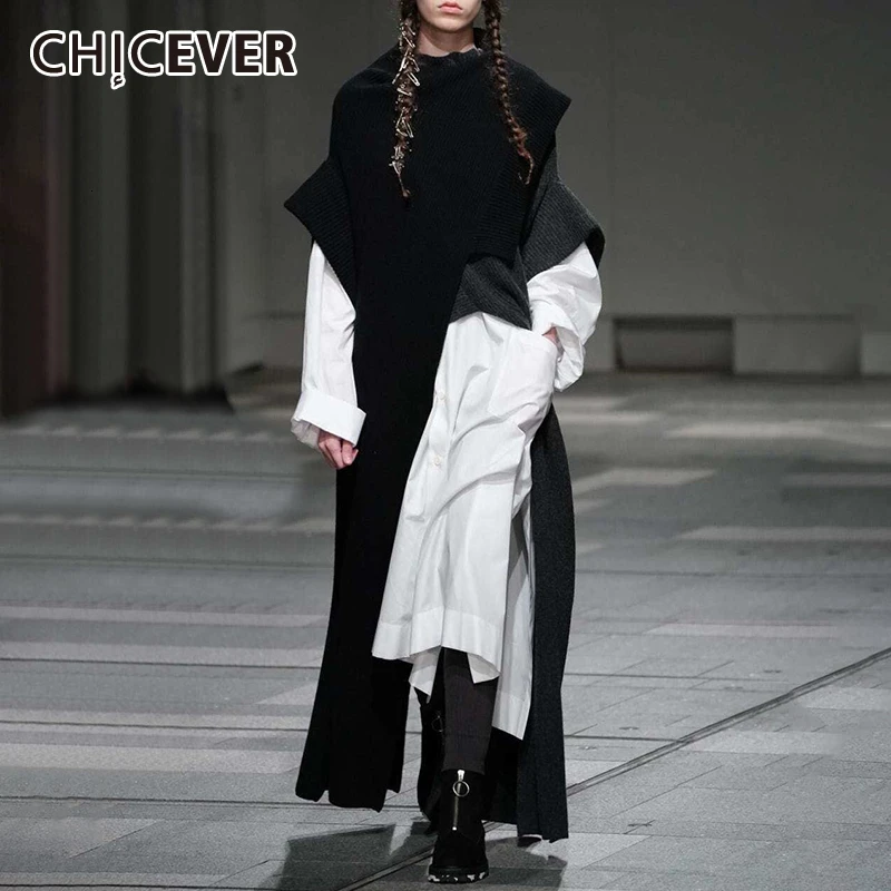 Женский комплект из двух предметов CHICEVER асимметричный Трикотажный свитер с