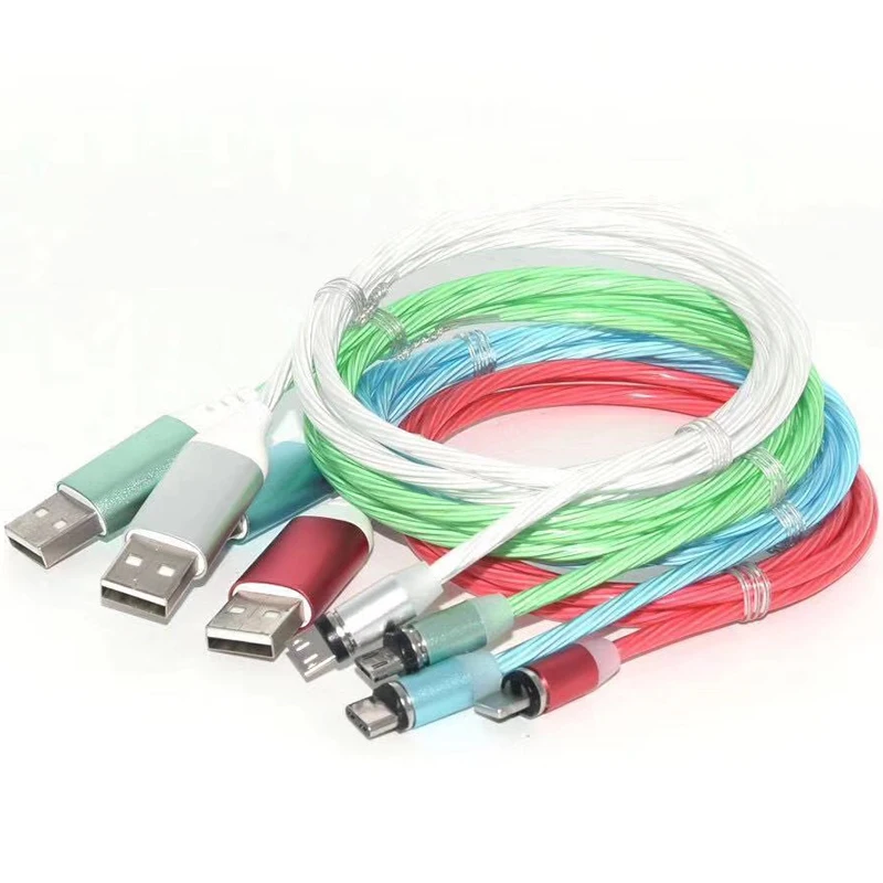 100 шт. Магнитный кабель Micro Usb type c для быстрой зарядки, светодиодный светильник, кабели для быстрой зарядки для samsung S8 S9 S10 Note 7 8