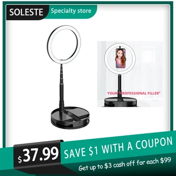 

LED selfish Ring Light with stand Phone Holder for video Makeup Light Dimmable Portable ringlight Lamp Photography adjustable