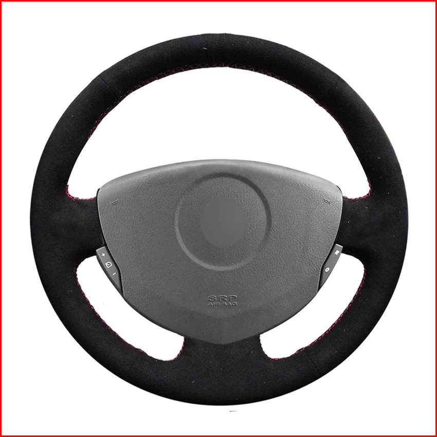 Black-Artificial-Leather-Steering-Wheel-Cover-for-Renault-Clio-2-2001-2005-Dacia-Sandero-2008