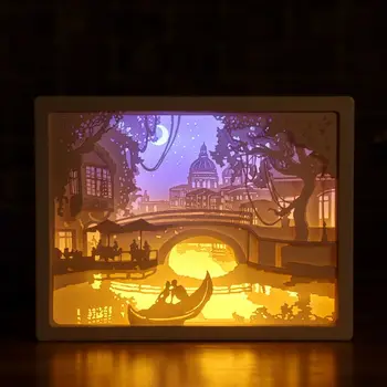 

Light 3D Night Lamp Paper Pattern Painting LED Table Desk Color Q0KF