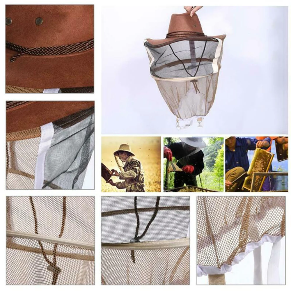 

Dark Red Beekeeping Hiking Mesh Hat Mosquito Bee Insect Net Veil Face Protector