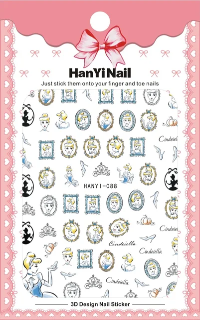 1PCS Disney Cartoon Anime Collection Star Design Nail Sticker Mickey Mouse Donald Duck Lion King Mermaid Stitch Nail Slider HANYI-088