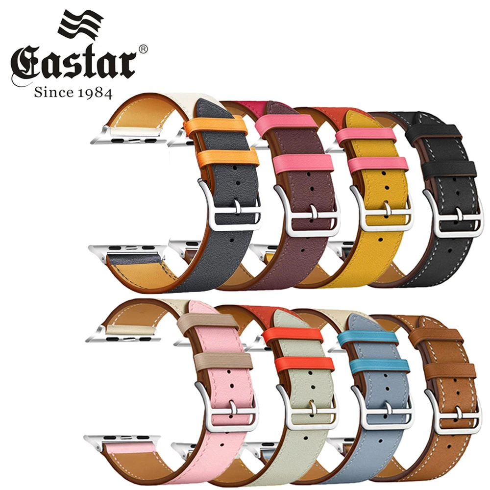 Eastar-Correa de cuero para Apple Watch SERIE DE gomillas 6/SE/3/2/1, Correa deportiva de 42mm y 38mm para iwatch 4/5, 40mm y 44mm