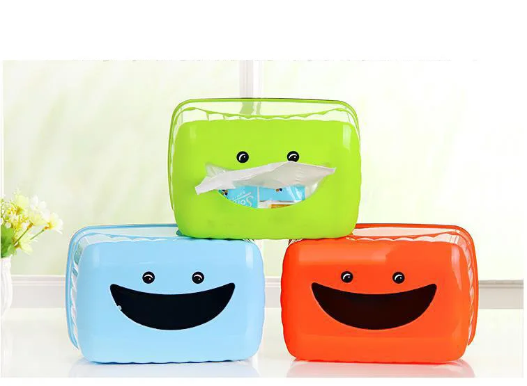 Manufacturers Direct Selling Creative Cute Smiley Restaurant Household Paper Extraction Box Square Paper Towel Tube Tissue Dispe