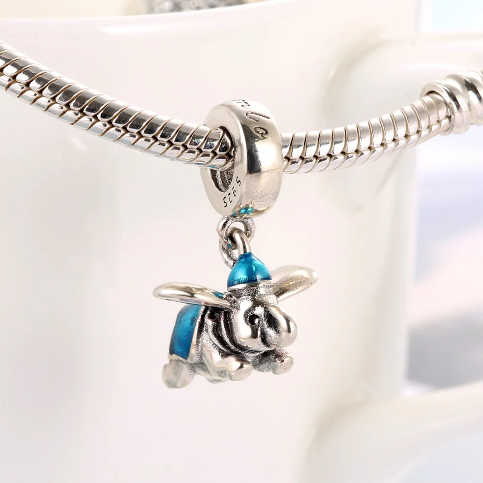 

Cute Flying Dumbo Elephant Dangle Charm fit Pandora Bracelet Bangle Lady Gift Enamel Authentic 925 Sterling Silver DIY Jewelry