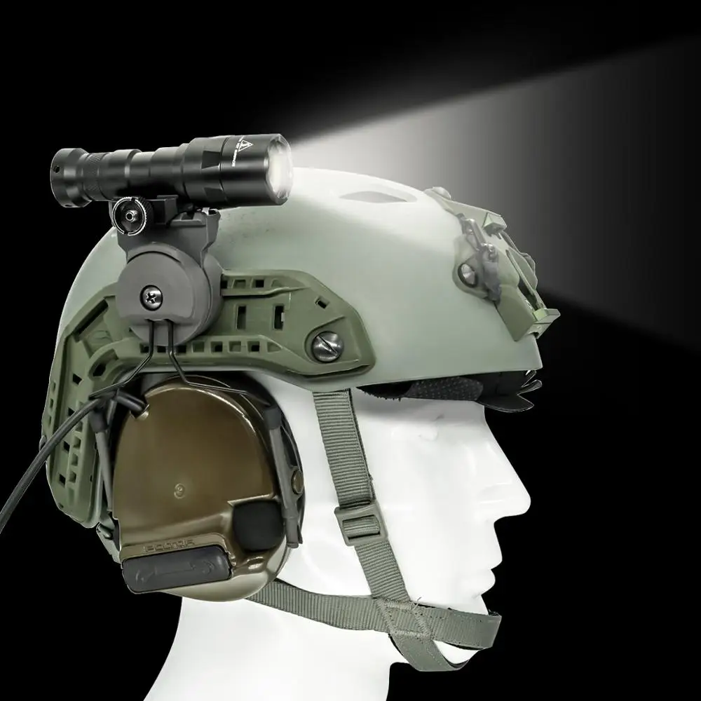 Tactical headset COMTAC bracket ARC OPS CORE helmet bracket rail adapter and tactical flashlight mounting kit platform Gray
