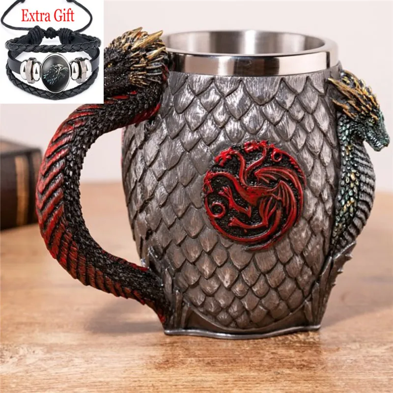 Новинка 2019 модные кружки с драконом огнем и кровью из нержавеющей стали смолы 3D