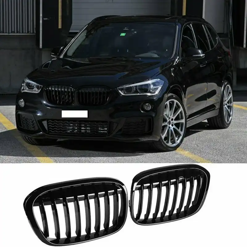 Gloss Black Front Bumper Kidney Grill Grilles For Bmw X1 F48 F49 2016 2019 51117383363 51117383364 Racing Grills Aliexpress