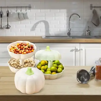 

Creative Pumpkin Shape Nut Pastry Storage Box Double Layer Snack Fruit Storage Basket Home Festival New Year Candy Box
