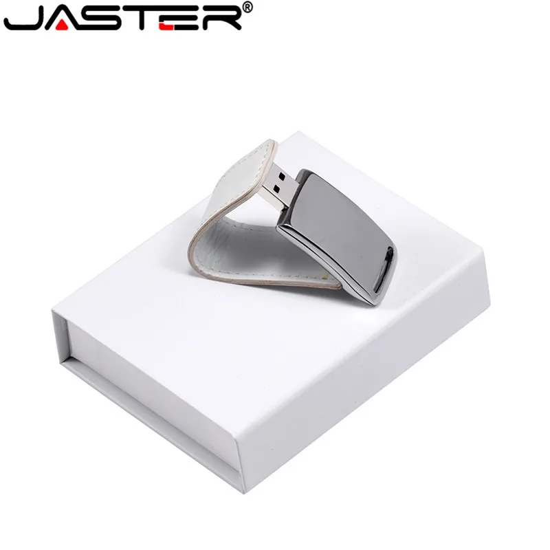 JASTER(более 10 шт. бесплатный логотип) USB 2,0 белая кожа+ коробка Флешка usb флэш-накопитель 4 ГБ 8 ГБ 16 ГБ 32 ГБ 64 Гб Внешняя память