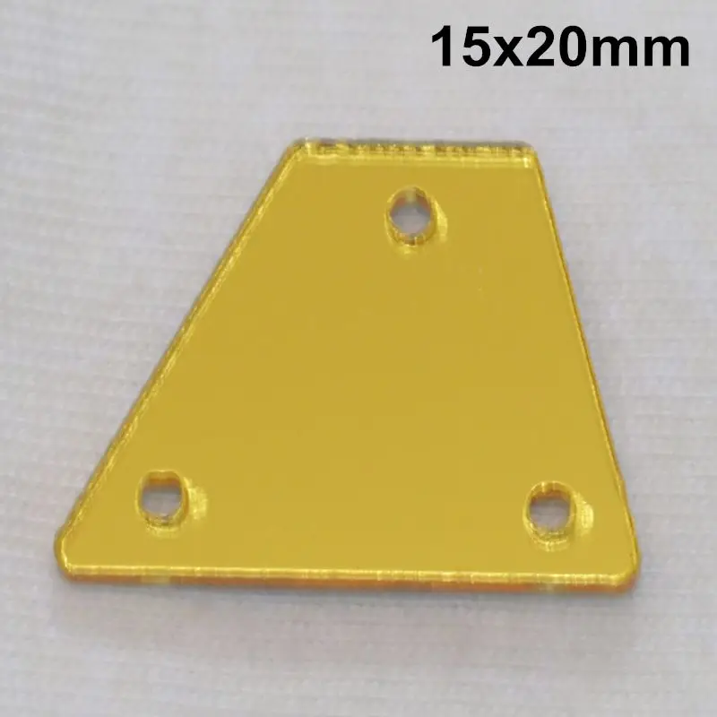 Золотое акриловое зеркало пришивные стразы DIY Flatback зеркальные акриловые пришивные стразы с отверстиями для шитья - Цвет: A10-15x20