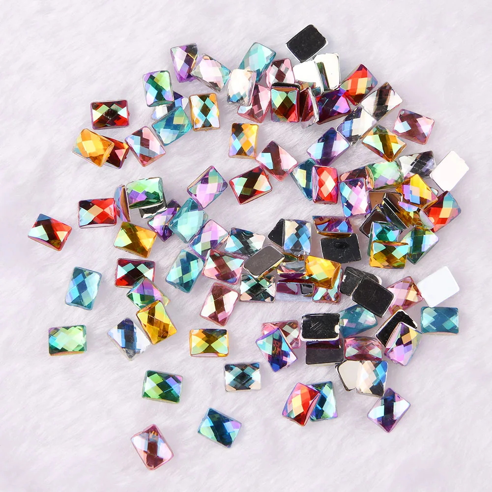 

BOLIAO 200Pcs 6*9mm Mixed Rectangle Acryl Flat Back Crystal Glue on Bags/Clothes Handmade Art Work Decoration Craft DIY R347