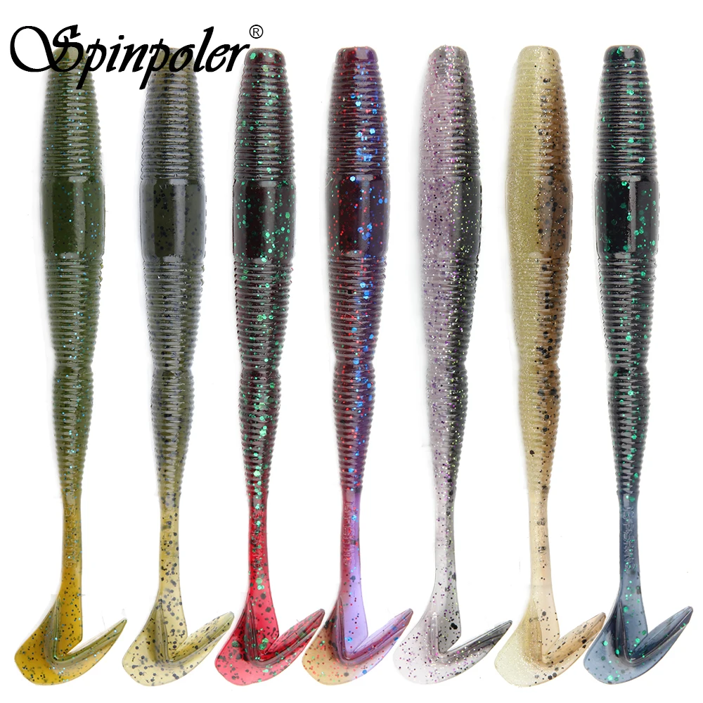 Spinpoler Soft Fishing Lure Swimming Worm 5.5/7 Silicone Segmented  Artificial Bait Freshwater Crankbait Bass Fishing Tackle