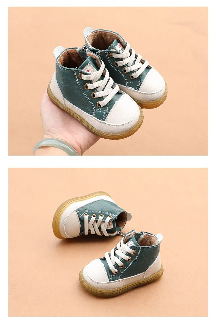 Children's Shoes Genuine Leather Baby Winter Shoes 1-2 Years Old Baby Cotton Shoes Autumn and Winter Shoes Baby Boots