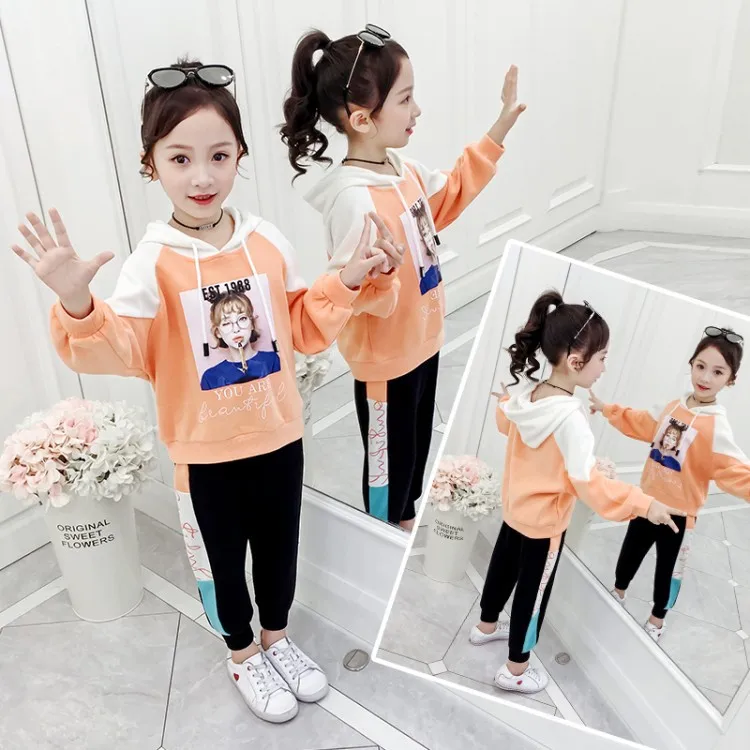 

Girls Autumn Clothing Set 2019 New Style CHILDREN'S Garment Western Style Korean-style Fashion Spring And Autumn Big Boy WOMEN'S