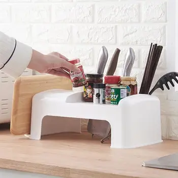 

Plastic Kitchen Counter Organizer Multifunctional Seasoning Storage Cutlery Shelf Phone Rack Chopping Board Rack Flat Holder