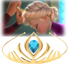Эльзы из мультфильма "Холодное сердце", queen Короны Тиара повязка на голову цвета: золотистый, синий с украшением в виде кристаллов принцессы расчески для волос; Мода для девочек; очаровательный головной убор ювелирные изделия День рождения