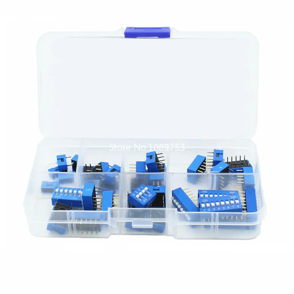 35PCS/LOT Dip Switch Kit In Box 1 2 3 4 5 6 8 Way 2.54mm Toggle Switch Snap Switches Mixed Kit Each 5PCS Combination Set image 2
