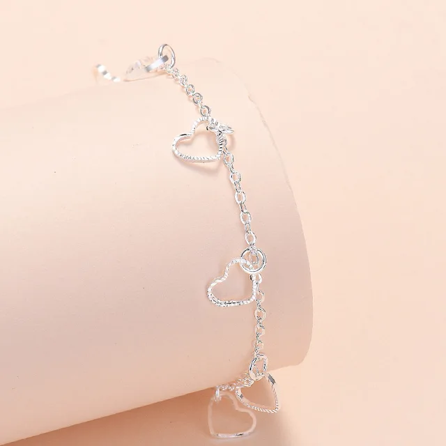 925 Sterling Silver Women Heart Bracelets On Hand Star Chain Bracelets For Girls Luxury Jewelry Jewellery Gifts For Women 3030
