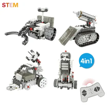 

4 In 1 Remote Control Robot Electric Building Blocks 4 Channel RC Car Plastic Bricks Toy Block Set Educational Toys for Kids