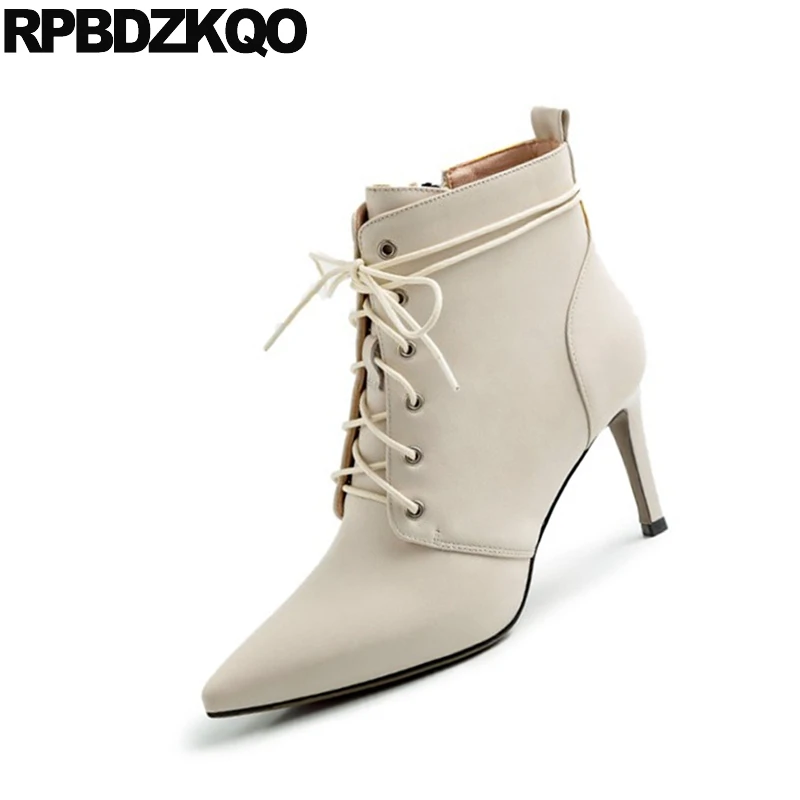 Мода 2019 года Сезон Зима Бежевые Женские повседневные ботильоны на шпильке со