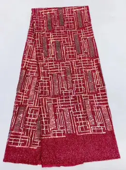 

David-56.6807 embroidered Mesh Tulle fabric Factory price sequins Nigerian lace fabrics