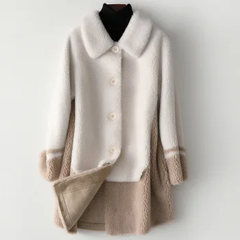 

2020 Women Fashion Real Genuine Sheep Fur Coat H3