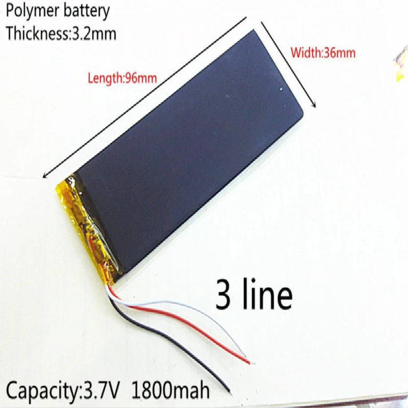 3 кабеля 8 V XWD 323696P 1800MAH LI ION полимерная батарея 323896 MP3PM4PM5 GPS для china clone I6 goophone 6s MTK andorid