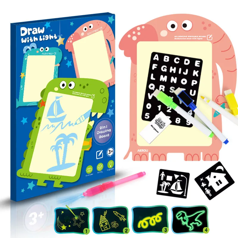 

A3 LED Luminous Drawing Board Graffiti Children Doodle Drawing Tablet Magic Draw with Light Fun and Educational Toys Kids Gift