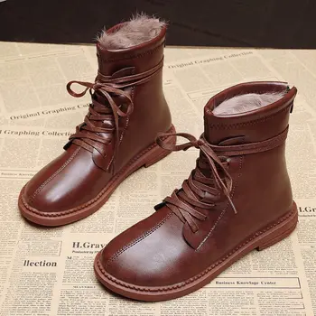 

Ankle Women Boots Plush Warm Winter Women Boots Platform Flat Ladies Casual Fashion Women Snow Boots Winter Shoes 2020