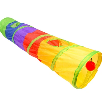 

Cat Tunnel Collapsible Play Toy Indoor Outdoor Kitty Toys for Exercising Hiding Training 25X120cm with Fun Ball and 2 Peek Hole