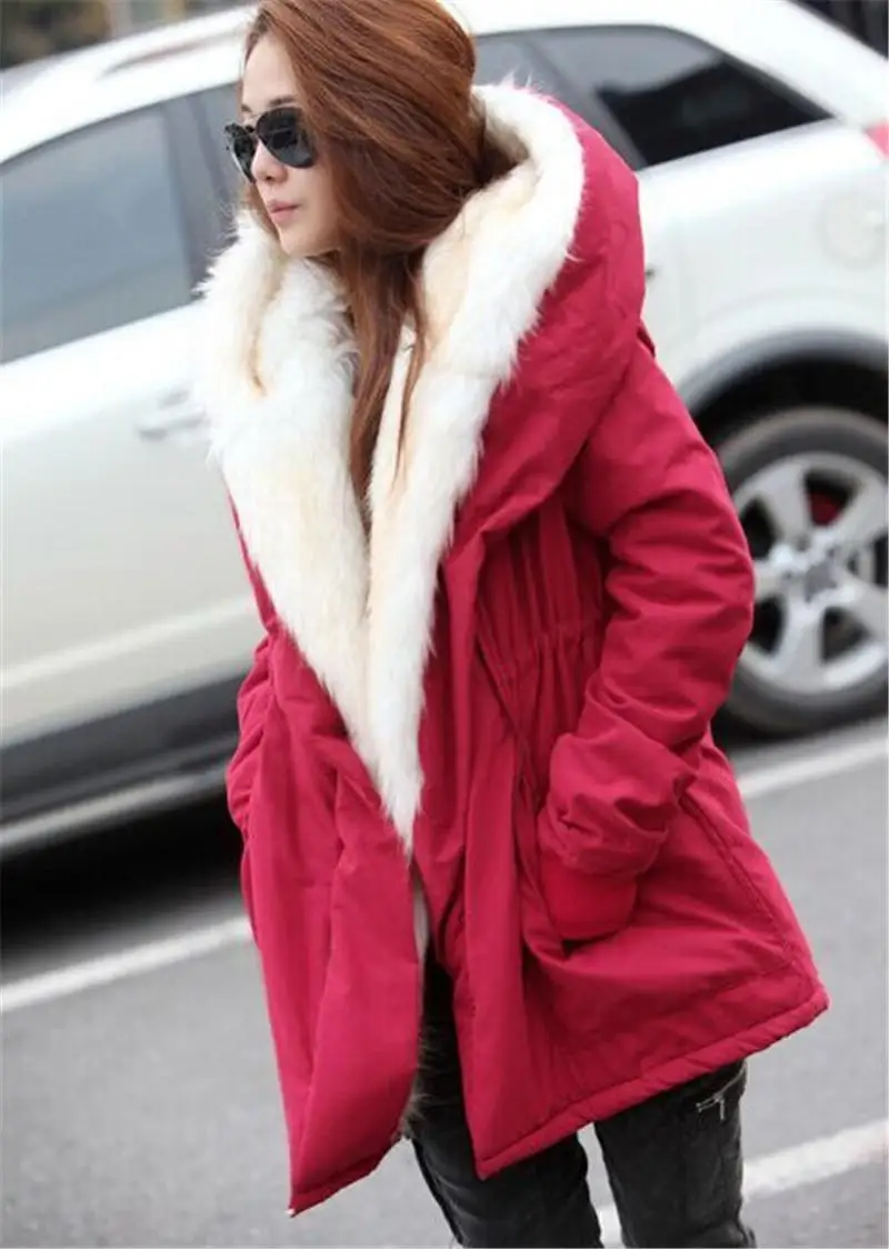 Solid Color Fur Parkas Mujer Cotton Padded Hooded Jacket Winter Coat Women ,Casual Parka Femme ,Arm Female Winter Jacket Tt1562